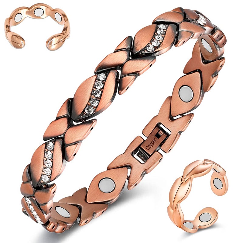 Cigmag Lymphatic Drainage Copper Bracelet for Women Ultra Strength Magnet Pure Copper with Adjustable Tool & Present Box